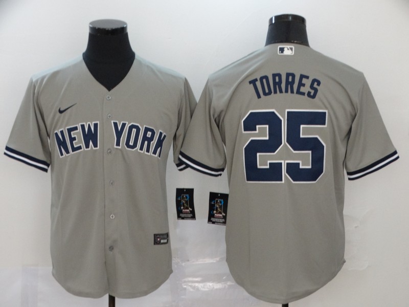 Men New York Yankees #25 Torres Grey Nike Game MLB Jerseys
